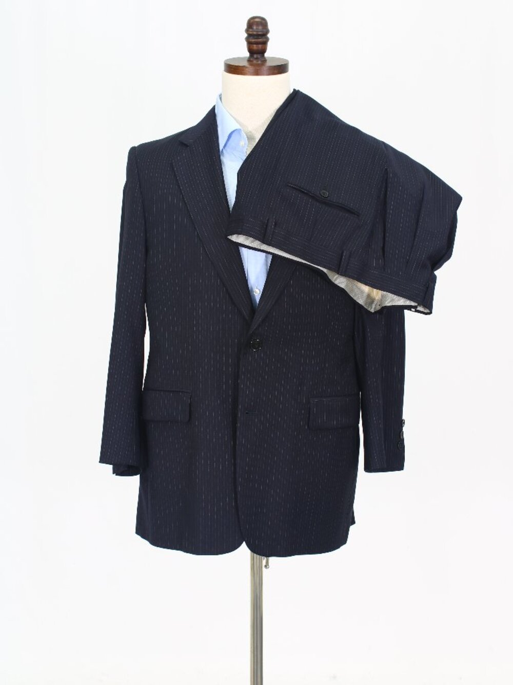 Burberry 41S 36x26 Navy Full Suit 2-Button Stripe R925